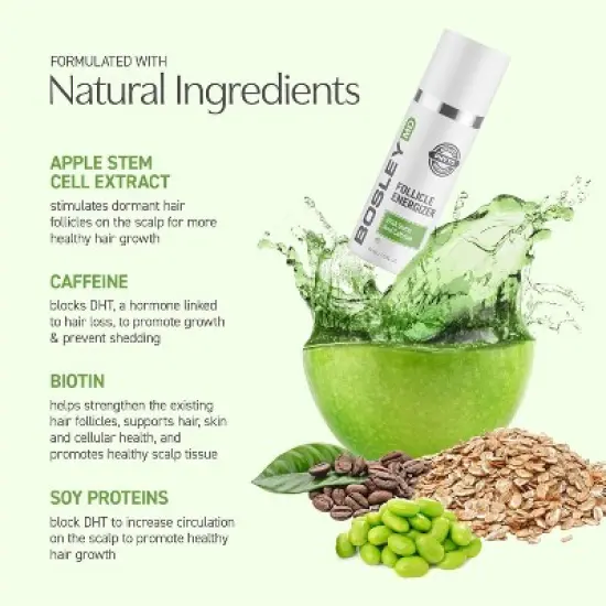 BosleyMD Healthy Hair & Scalp Follicle Energizer | Apple Stem Cell Extract | Caffeine | Biotin | Soy Proteins | Reduces Shedding (1 oz) Bosley MD image {1}