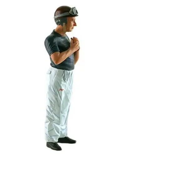 1950's Juan Manuel Fangio Reaching Up to Attach Helmet Figurine for 1/18 Diecast Model Cars by Lemans Miniatures image {2}