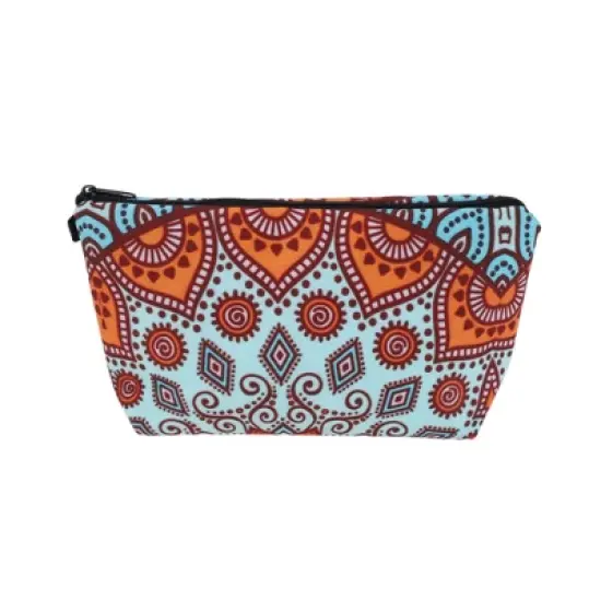 Unique Bargains Flower Printed Makeup Bag Green 1 Pc image {5}