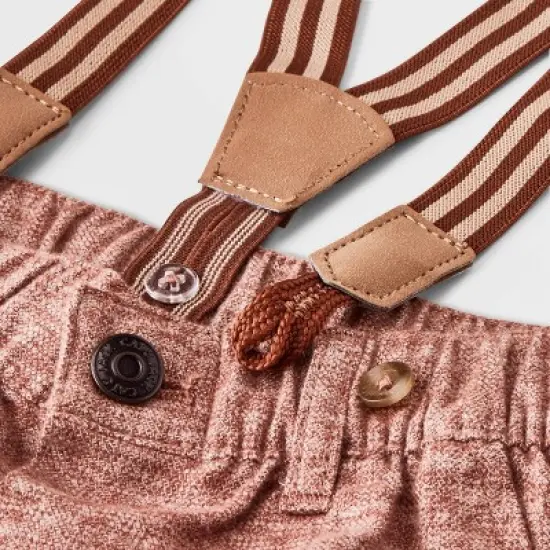 Baby Boys' Jaspe Flannel Suspender Set - Cat & Jack&trade; Cream image {3}