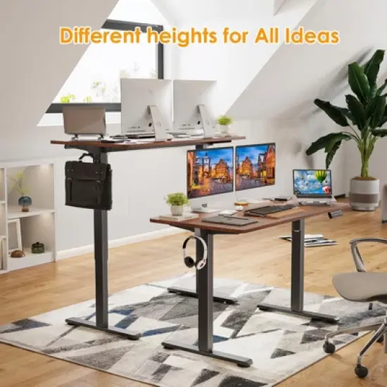 Lirago Brown Electric Standing Desk 48x24 Splice Board Carbon Steel Frame 170LB Capacity Height Adjustable image {6}