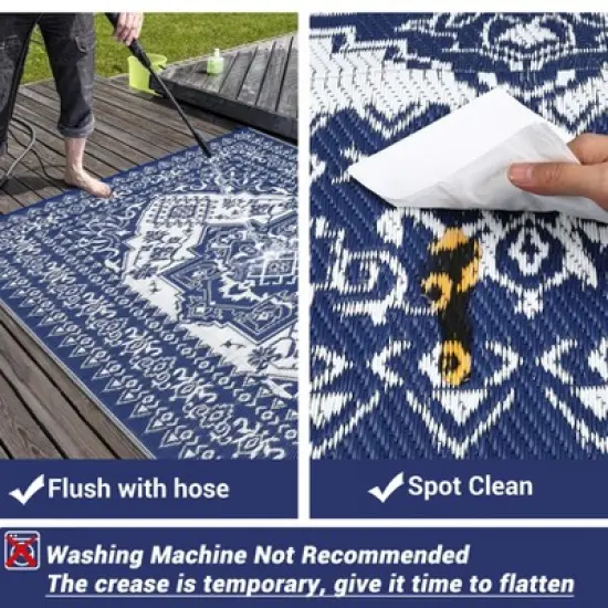Outdoor Rug Waterproof Reversible Rug Plastic Straw Rug image {3}