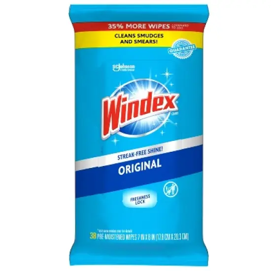 Windex Original Glass and Surface Pre-Moistened Wipes Window Cleaner - 38ct image {3}