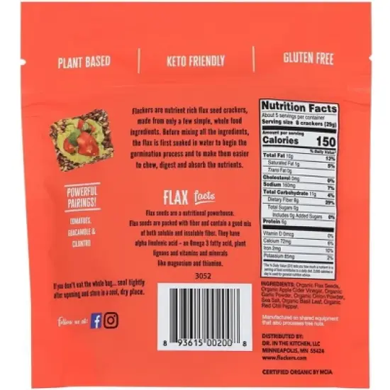 Flackers Savory Flax Seed Crackers - Case of 6/5 oz image {2}