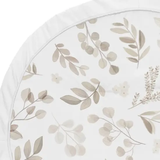 Sweet Jojo Designs Boy Girl Gender Neutral Unisex Baby Tummy Time Playmat Botanical Leaf Collection Taupe and White image {2}