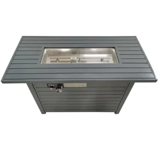 Living Source International 25'' H x 42'' W Steel Outdoor Fire Pit Table with Lid (Gray) image {1}