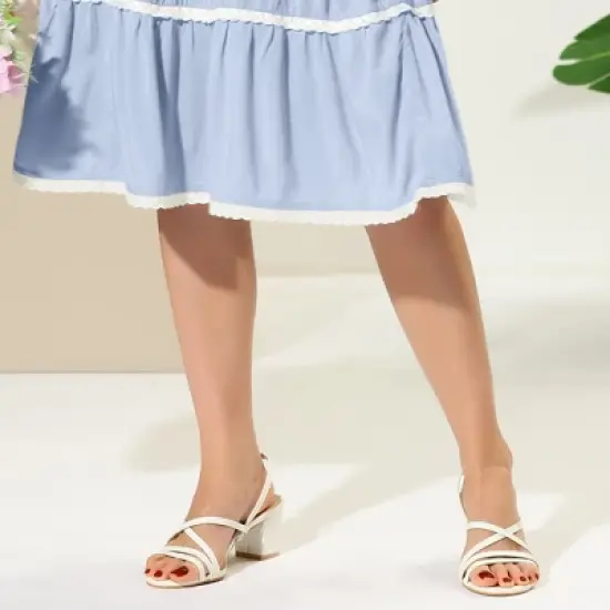 Allegra K Women's Strappy Slingback Chunky Heels Slide Sandals image {1}