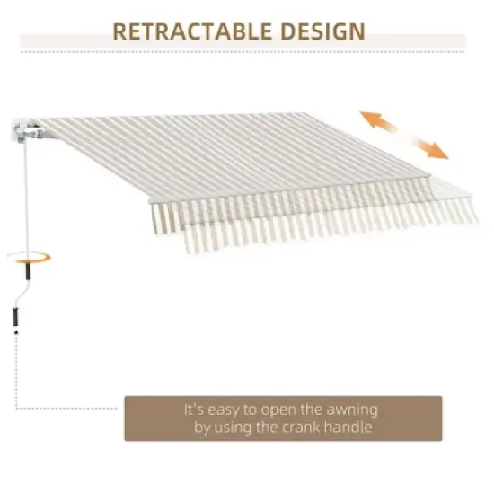 Anybear 12' x 10' Retractable Awning Patio Awnings, Sun Shade Shelter with Manual Crank Handle, for Deck, Balcony, Yard image {4}