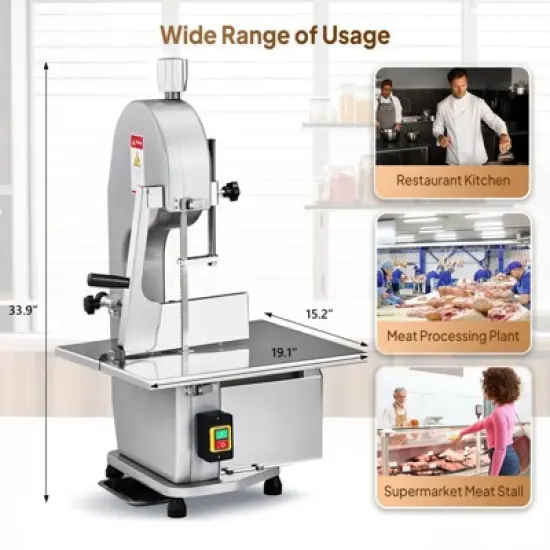 ROVSUN 1500W Electric Bone Saw Machine 6 Saw Blades,Stainless Steel 19.4 x 15.2 In Table for Chicken Fish Beef image {9}