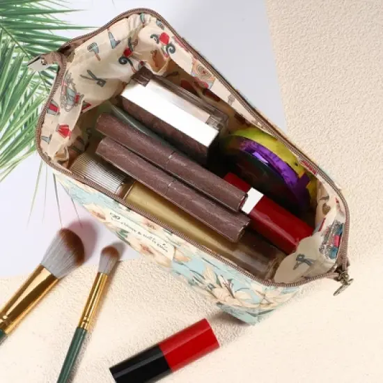 Unique Bargains Women's Printed Travel Makeup Bag Green 1 Pc image {3}