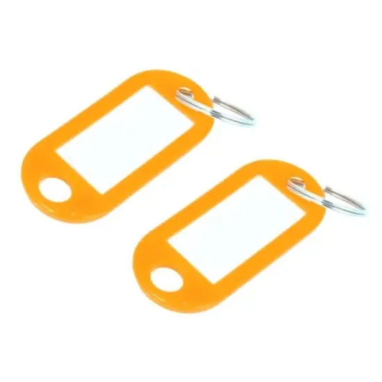 Unique Bargains Plastic Key ID Name Card Label Tags Split Ring Keyring Keychain Orange 20 Pcs image {2}