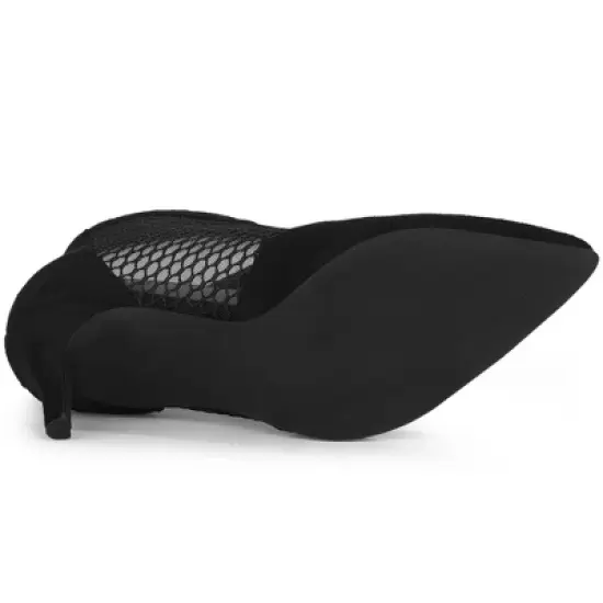 Allegra K Women's Mesh Lace Up Stiletto Heels Ankle Boots image {5}