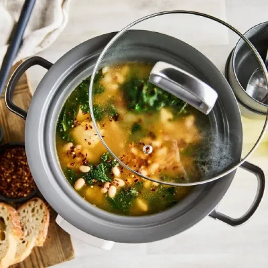 GreenPan 4qt Slow Cooker with Browning Macadamia Nut image {2}