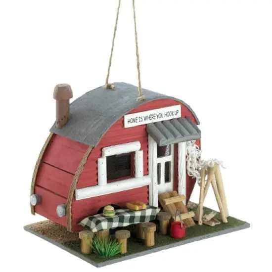 Zingz Home Red Trailer Birdhouse 8.25x6.12x6.75&rdquo; image {1}