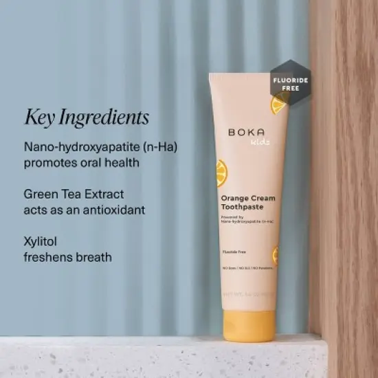 Boka Kids' Fluoride-Free Nano Hydroxyapatite Toothpaste - Orange Cream - 3.4oz image {2}
