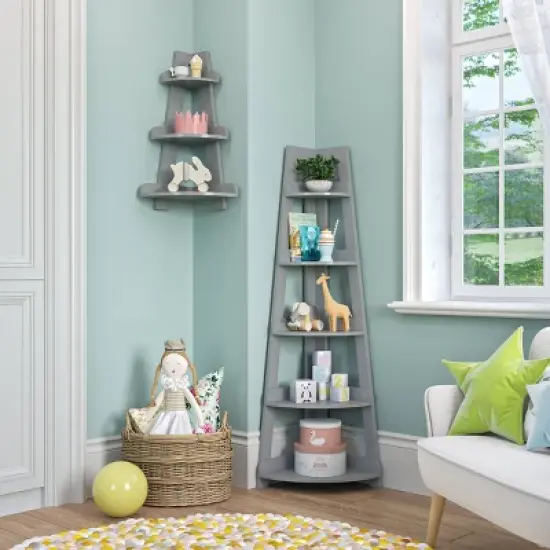 Kids' 5 Tier Corner Ladder Shelf - RiverRidge Home image {3}