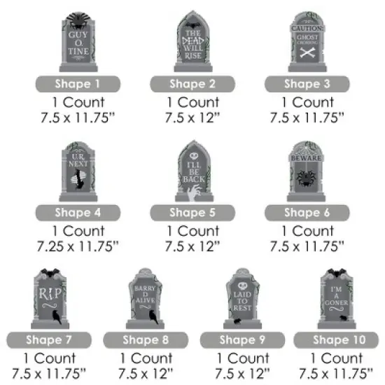 Big Dot of Happiness Creepy Cemetery - Lawn Decorations - Outdoor Spooky Halloween Tombstone Party Yard Decorations - 10 Piece image {6}