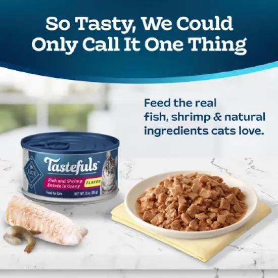 Blue Buffalo Tastefuls Adult Cat Fish and Shrimp Entree in Gravy Flaked Wet Cat Food - 3oz image {2}