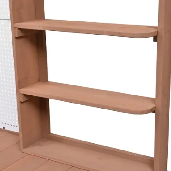 Garden Potting Bench Table Outdoor Patio Workstation with Drawer, Shelves, Cabinet, Pegboard with Hooks, Fir Wood Frame,Natural/White/Brown-ModernLuxe image {11}