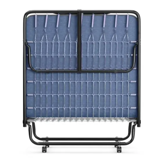 Costway Folding Bed with Memory Foam Mattress Portable Rollaway Guest Cot Memory Foam Navy Made in Ital image {9}