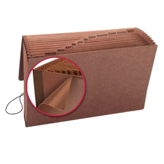 Smead TUFF&reg; Expanding File, Monthly (Jan.-Dec.), 12 Pockets, Flap and Elastic Cord Closure, Legal Size, Redrope-Printed Stock (70390) image {5}