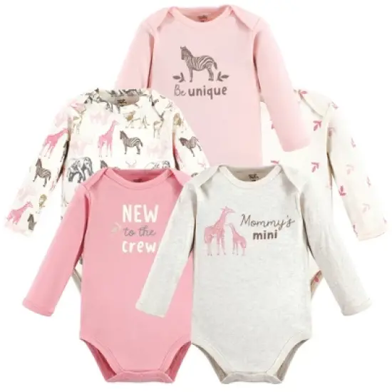 Touched by Nature Infant Girl Organic Cotton Long-Sleeve Bodysuits, Girl Safari image {7}