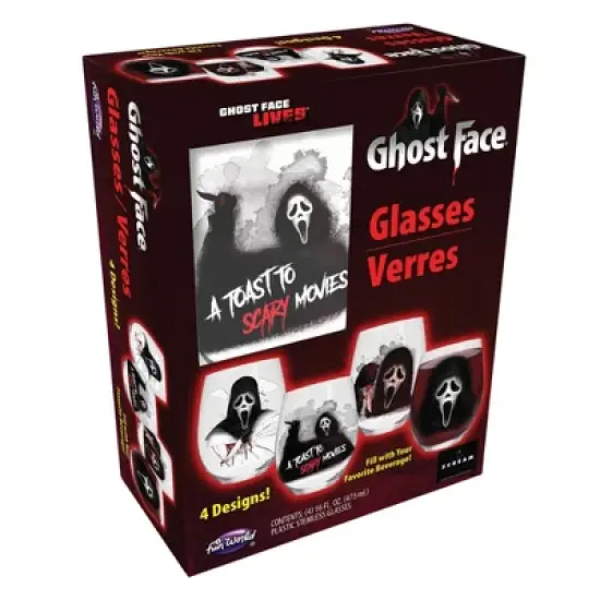 Fun World Scream Ghost Face Glass Wine Tumbler Set of 4 image {5}