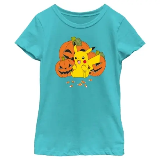 Girl's Pokemon Halloween Pikachu Jack-O'-Lanterns T-Shirt image {3}