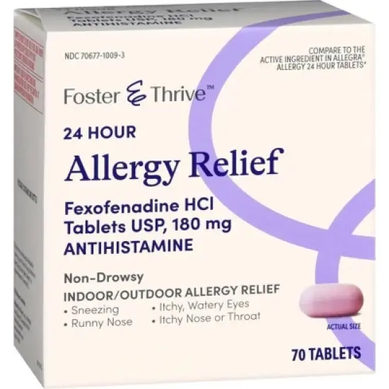 Foster & Thrive Allergy Relief Fexofenadine Hydrochloride, 24 Count image {3}
