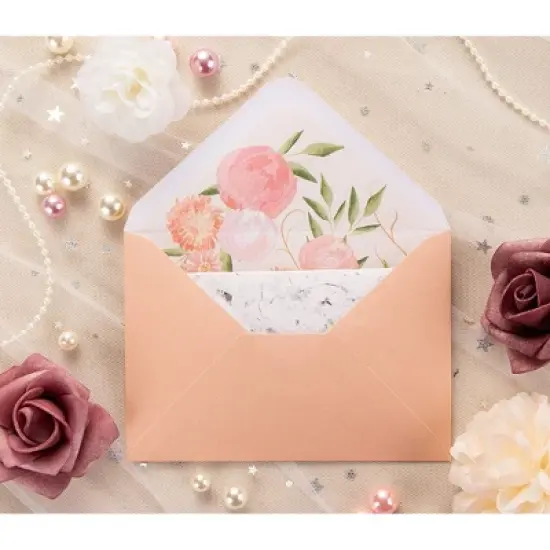 Paper Junkie 50-Pack A1 Watercolor Pink with Floral Lining Envelopes 3 x 5 for Invitations & Greeting Cards image {2}