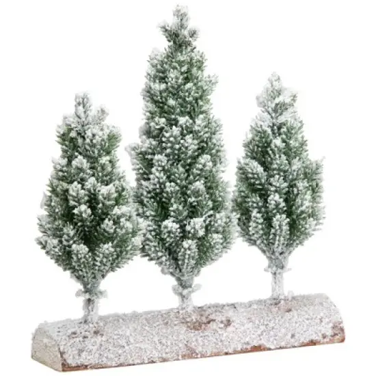 Northlight Frosted Pine Tree Trio Christmas Decoration - 8" - Unlit image {2}