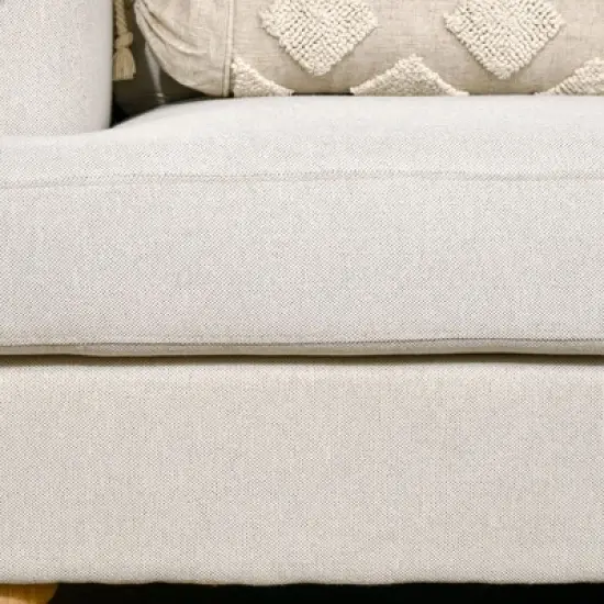 HOMCOM 3-Seater Sofa Couch, 71" Modern Linen Fabric Sofa with Rubber Wood Legs and Slatted Frame for Living Room, Bedroom and Apartment, Cream White image {5}