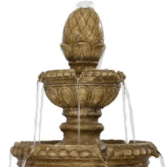 Sunnydaze 65"H Electric Resin and Concrete 4-Tier Eggshell Edge Outdoor Water Fountain with LED Lights image {3}