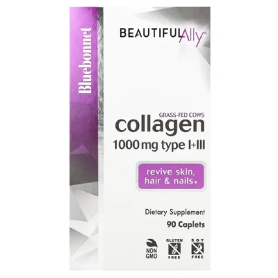 Bluebonnet Nutrition Beautiful Ally&reg;, Collagen Type I + III, 1,000 mg, 90 Caplets image {3}
