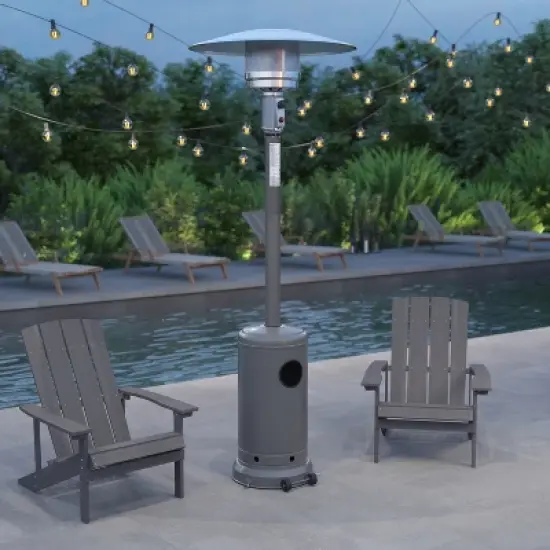 Merrick Lane Stainless Steel 7.5' Tall 40,000 BTU Outdoor Propane Patio Heater with Wheels image {1}