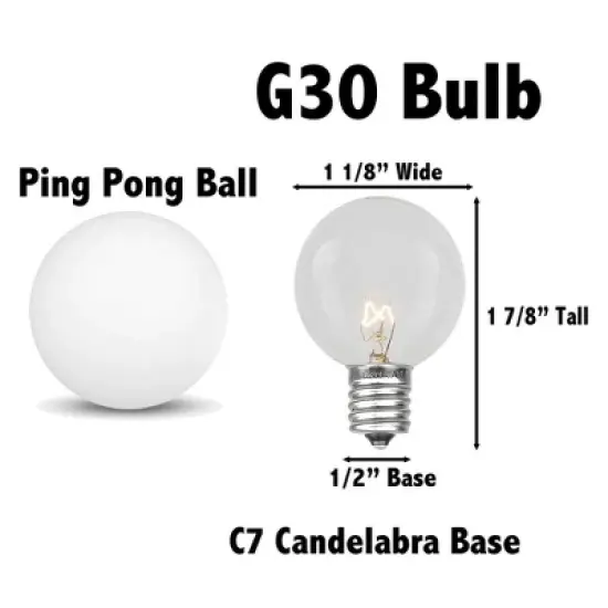 Novelty Lights G30 Globe Hanging Outdoor String Light Replacement Bulbs E12 Candelabra Base 5 watt image {3}