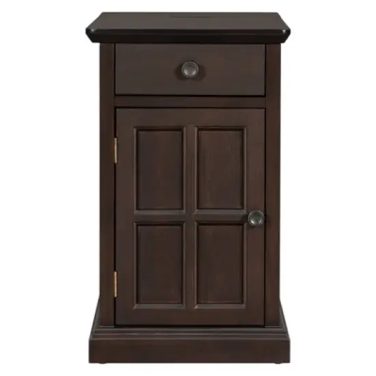 Classic Vintage End Table with USB Ports and a Multipurpose Drawer with Cup Holders - ModernLuxe image {4}
