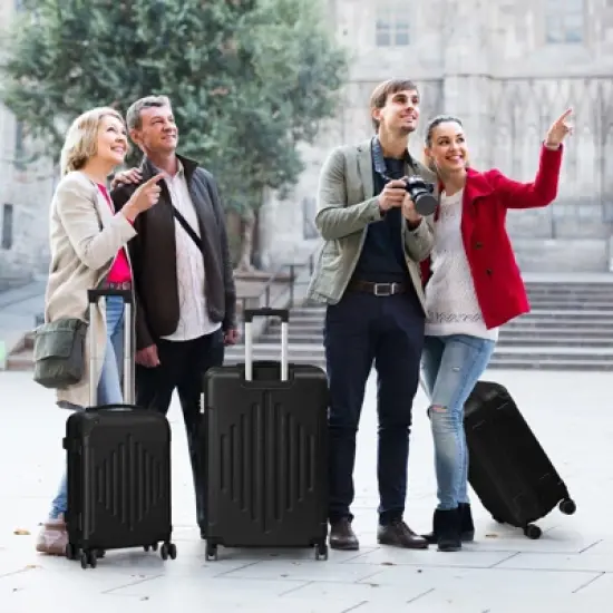 Karl Home 3 Piece Set ABS Trolley Cases Striped Pattern Blue image {3}