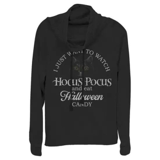 Junior's Disney Hocus Pocus Just Want to Eat Halloween Candy Cowl Neck Sweatshirt image {3}