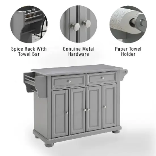 Alexandria Stainless Steel Top Kitchen Island/Cart Gray/Stainless Steel - Crosley image {6}