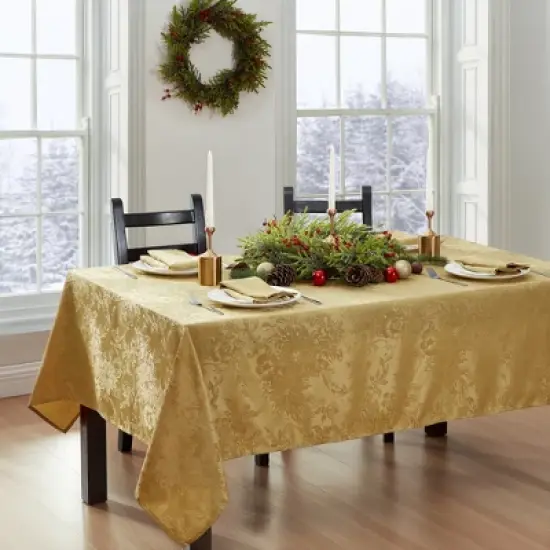 Elrene Poinsettia Elegance Jacquard Holiday Tablecloth - Elrene Home Fashions image {1}