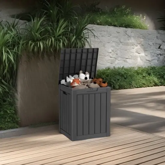 NAYSAYE Deck Box 28 Gal Outdoor Storage Deck Box, Small Patio Storage Bin for Garden Tools image {2}