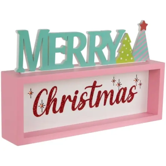 Northlight Lighted "Merry Christmas" Shadow Box Christmas Tree Decoration - 10" - Multicolor image {2}