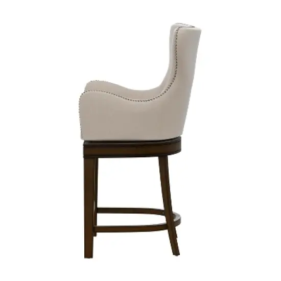 25.75" Caydena Memory Return Swivel Wood Counter Height Barstool Rustic Gray/Cream Fabric - Hillsdale Furniture image {8}