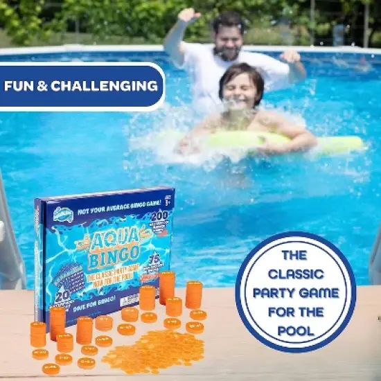 Aqua Pool Bingo Diving Game for Adults & Kids - Dive for & Call 75 Sinking Numbers, Fill Your Card To Win - Swimming Party Fun image {1}