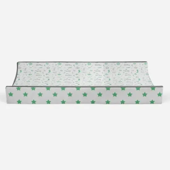 Bacati - Soccerball Green/Gray Muslin Changing Pad Cover image {4}