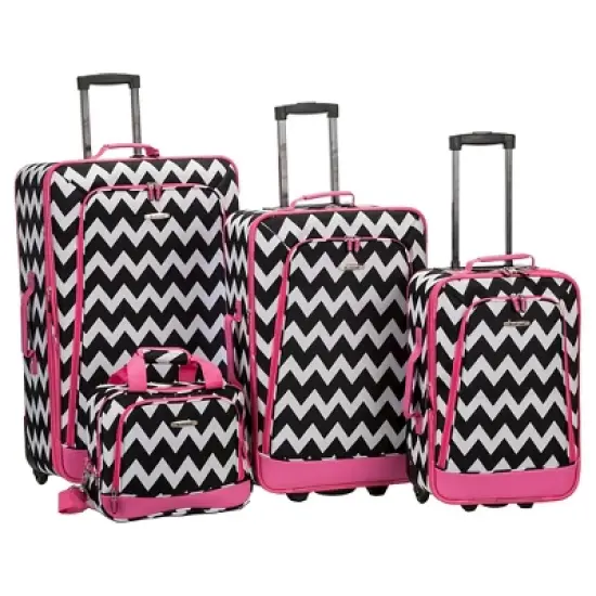 Rockland Escape 4pc Softside Checked Luggage Set image {8}