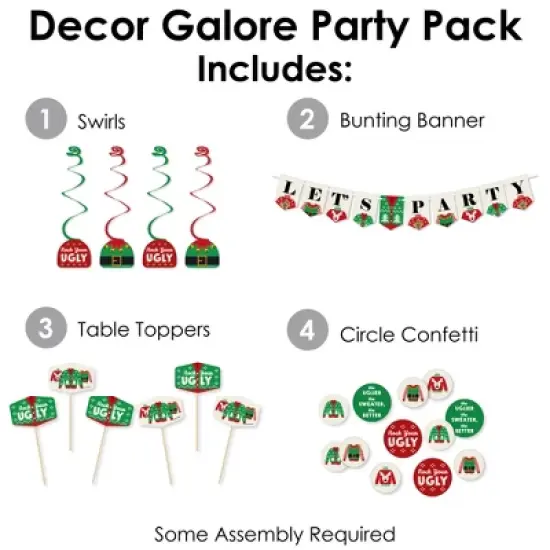 Big Dot of Happiness Ugly Sweater - Holiday and Christmas Party Supplies Decoration Kit - Decor Galore Party Pack - 51 Pieces image {1}