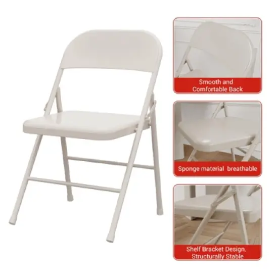 Metal Folding Chairs 2 Pack/4 Pack , Double-Hinged Heavy Duty Steel Frame, Foldable & Stackable image {5}