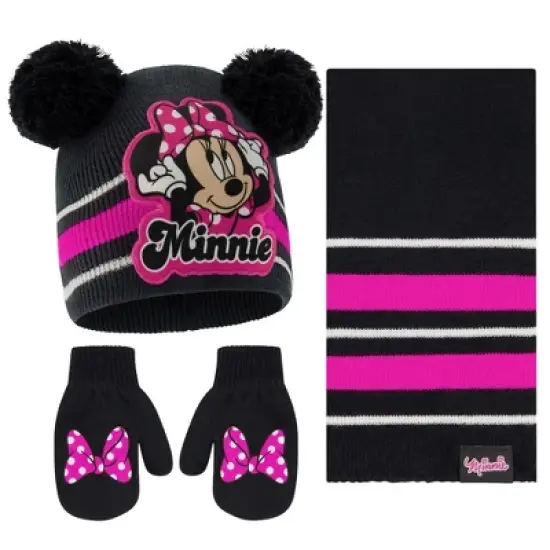Disney Minnie Mouse Winter Beanie Hat, Scarf & Mittens/Gloves Set, Girls Age 2-7 image {3}